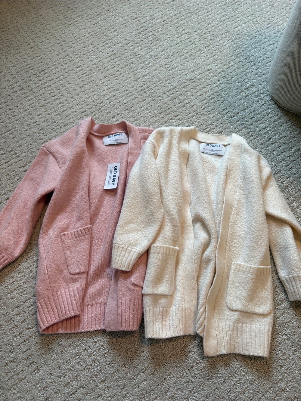 Old Navy Plush Open-Front Cardigans - Pink & Cream